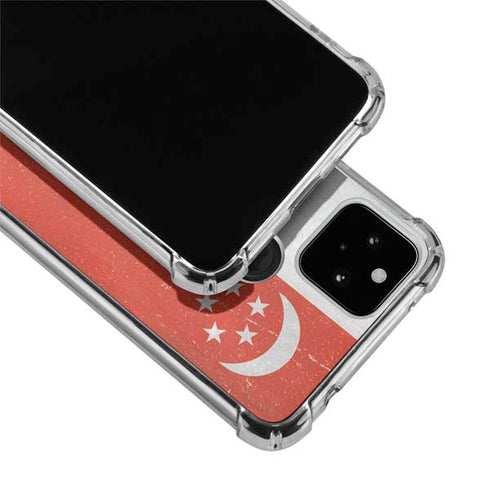 Singapore Flag Distressed Google Pixel 5a 5G Clear Case